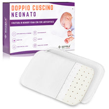 Carica l'immagine nel visualizzatore di Gallery, 2 Cuscini Culla Antisoffoco Memory Foam Certificato Oeko-Tex 100% Cotone