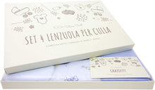 Carica l'immagine nel visualizzatore di Gallery, Set da 4 pezzi per culle "Next to Me", 100% Cotone Twill azzurro e certificate Oeko-Tex®.