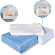 Carica l'immagine nel visualizzatore di Gallery, Set da 2 pezzi + coprimaterasso per culle "Next to Me", 100% Cotone e certificate Oeko-Tex® azzurre.