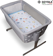 Carica l'immagine nel visualizzatore di Gallery, Set da 4 pezzi per culle "Next to Me", 100% Cotone Twill azzurro e certificate Oeko-Tex®.