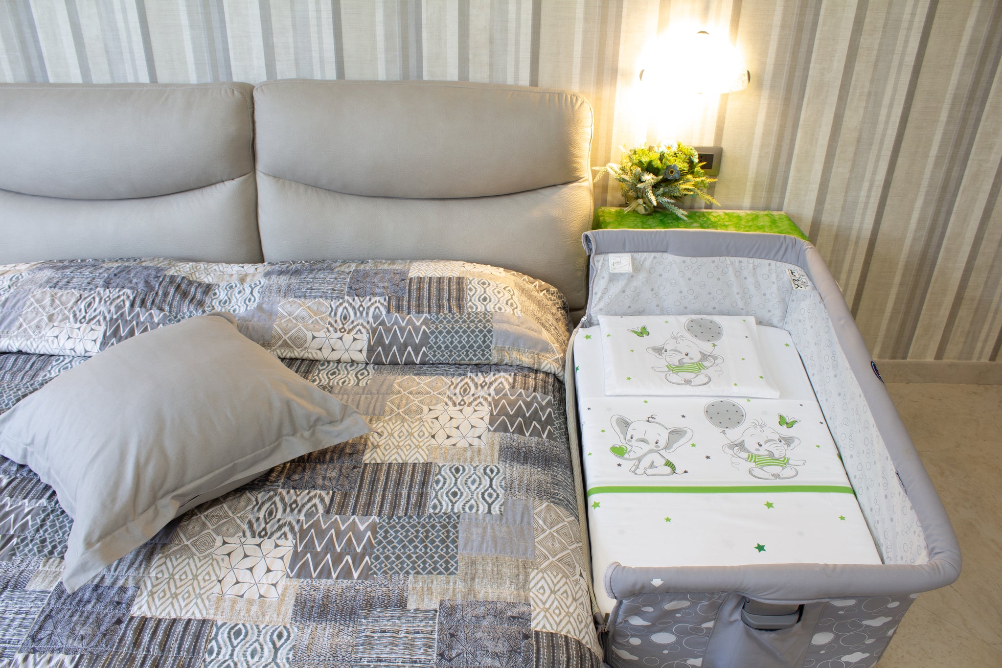 Lenzuola Next To Me 3PZ - Set 2 Lenzuola Cotone + Coprimaterasso Assorbente Safari Blu - Foto 9